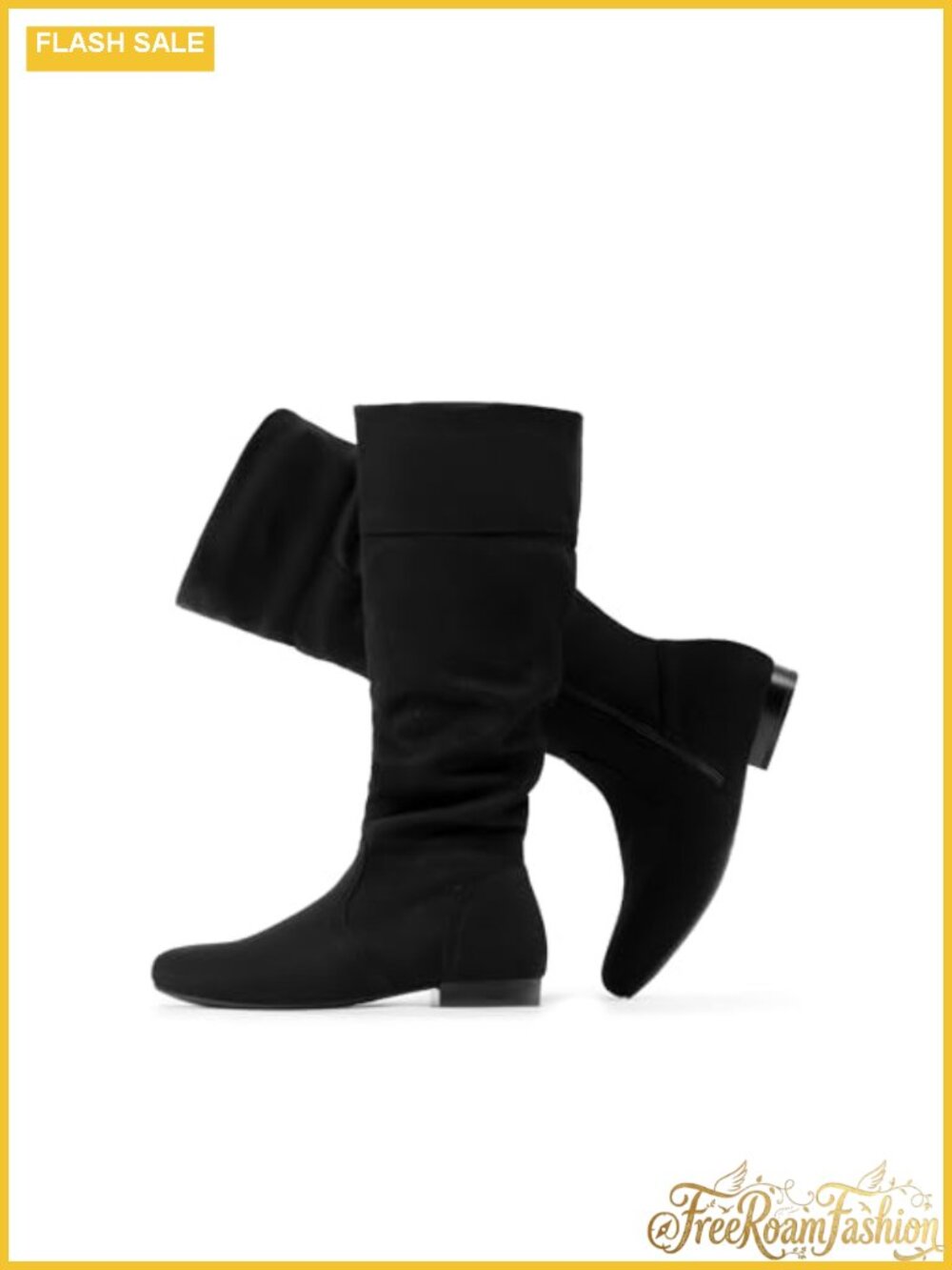 Wide Calf Knee High Boots Faux Suede Faux Fur Lined Slouchy Winter Boots